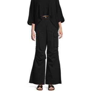 NWT Chelsea & Violet M Black Pleated Flare Leg Cargo Pants